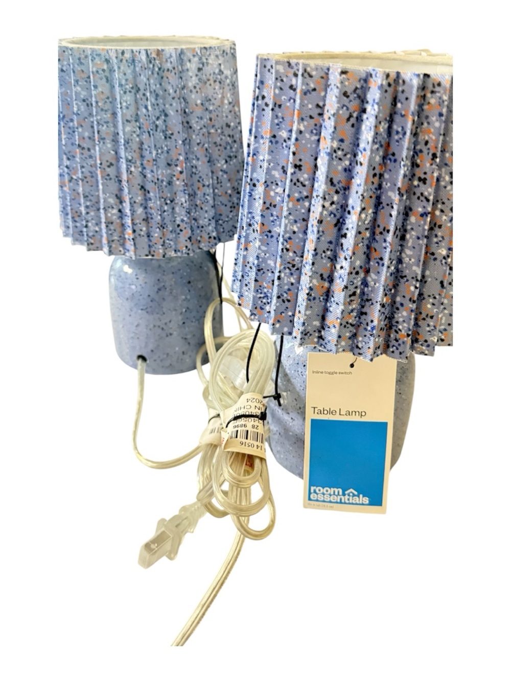 Room Essentials Light Blue Speckled Pair of Table Lamps